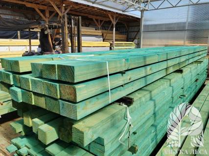 Брус сухой 100х150х6000 антисептированный Биозащита (зелёный)