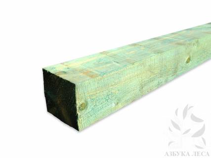 Брус 100х100х6000 мм антисептированный Биозащита (зелёный)